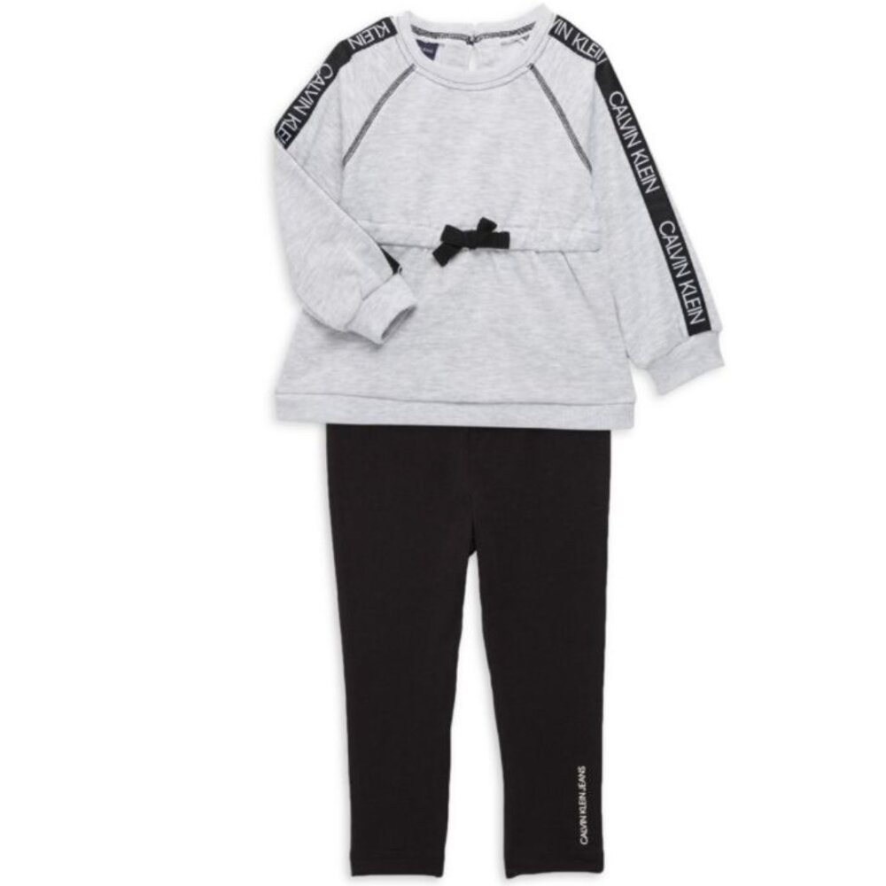 NWT Calvin Klein Jeans Baby Girl's 2-Piece Sweatshirt & Leggings Set Grey 12M